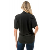 Surplice Flutter Short Sleeve Top Black