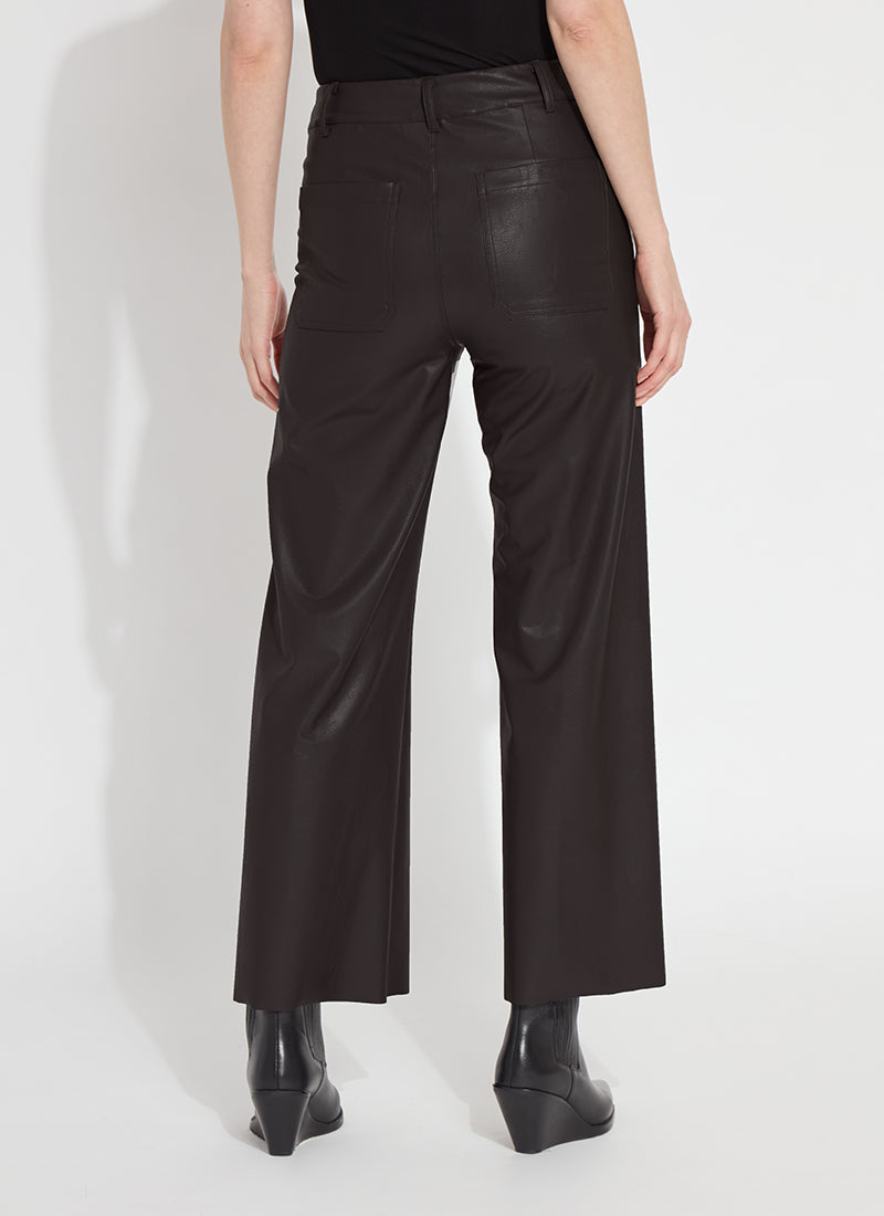 High Waist Vegan Leather Wide Leg Pants Double Espresso