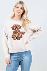 Doodle Dog Pullover Sweater Taupe