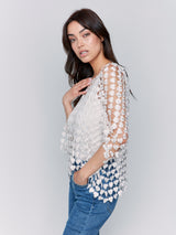 Lurex Hearts Textured Popover Natural