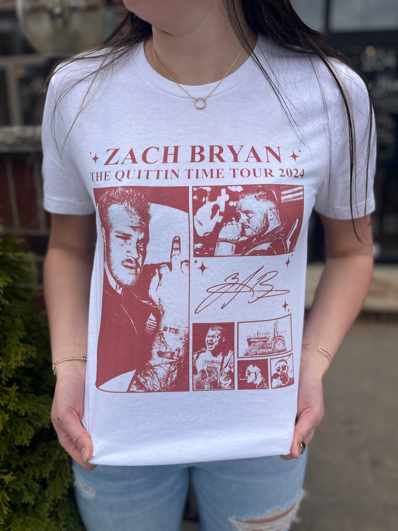 Zach Bryan 90's Retro Music Art Graphic Tee White