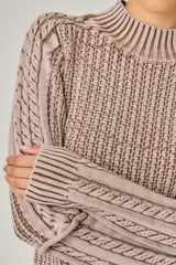 Washed Mock Neck Sweater Mocha