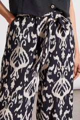 Printed Pull On Belted Pants French Oak