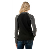 1/4 Zip Mock Neck Thermal Top Black + Charcoal
