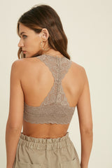 Scalloped Racerback Lace Bralette Cocoa