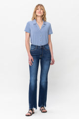 Mid Rise Non Distressed Hem Bootcut Jeans Dark