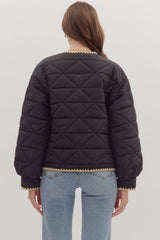 Contrast Stitch Quilted Jacket Black