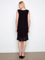 Crochet Sleeveless Midi Dress Black