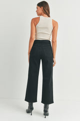 High Rise Cargo Pocket Wide Leg Jeans Black