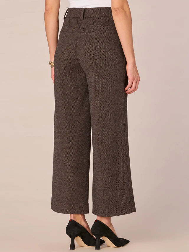 Leisure Skyrise Double Knit Side Panel Wide Leg Pants Brown