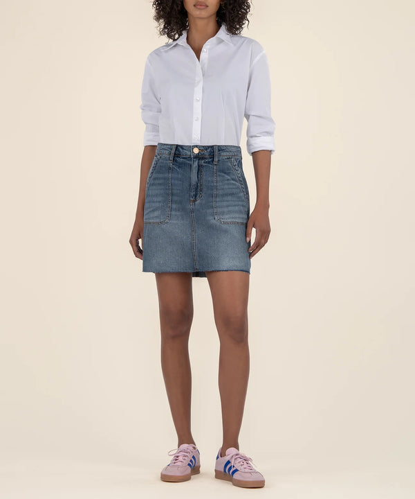 Bristol Pork Chop Pocket Skirt Medium Wash