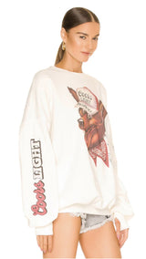 Beer Wolf Coors Light French Terry Crew Neck Sweatshirt White