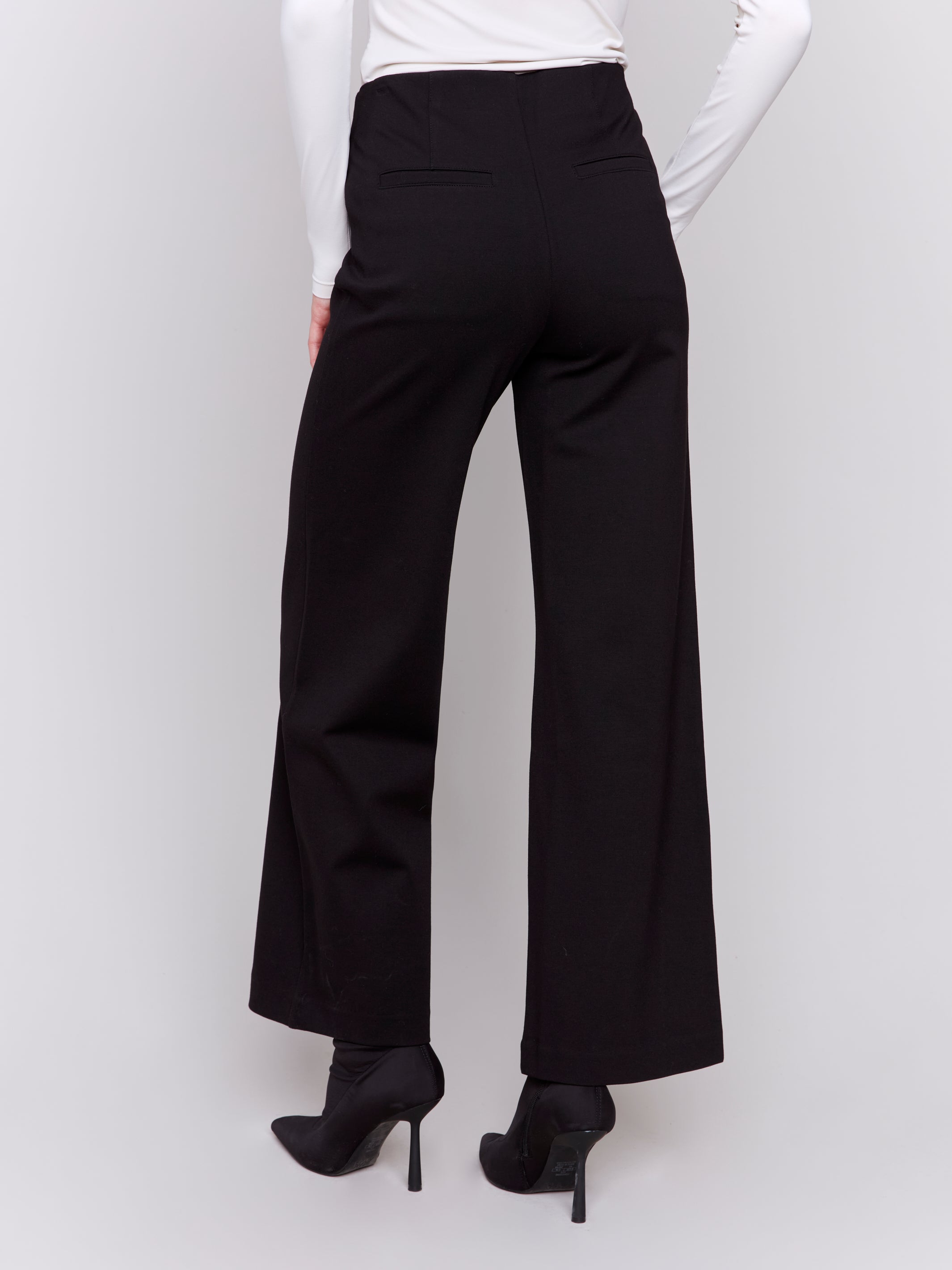 Pull On PDR Dressy Wide Leg Pants Black