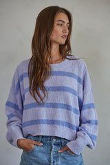 Rowan Striped Sweater Top Lilac Periwinkle