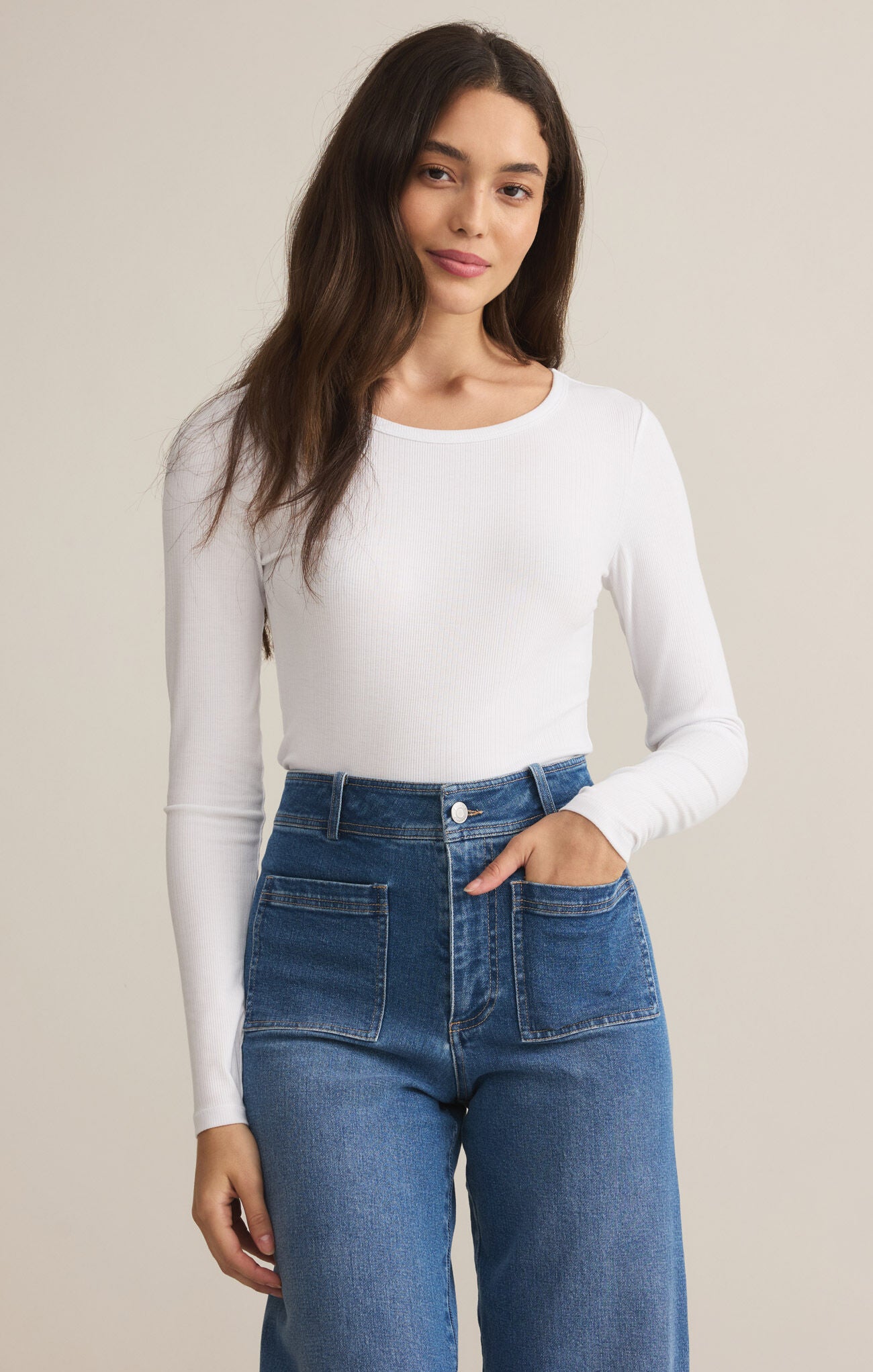 Infinity Fitted Long Sleeve Tee White