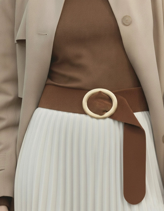 Soft Suede Wrap Buckled Belt Chocolate