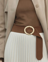 Soft Suede Wrap Buckled Belt Chocolate