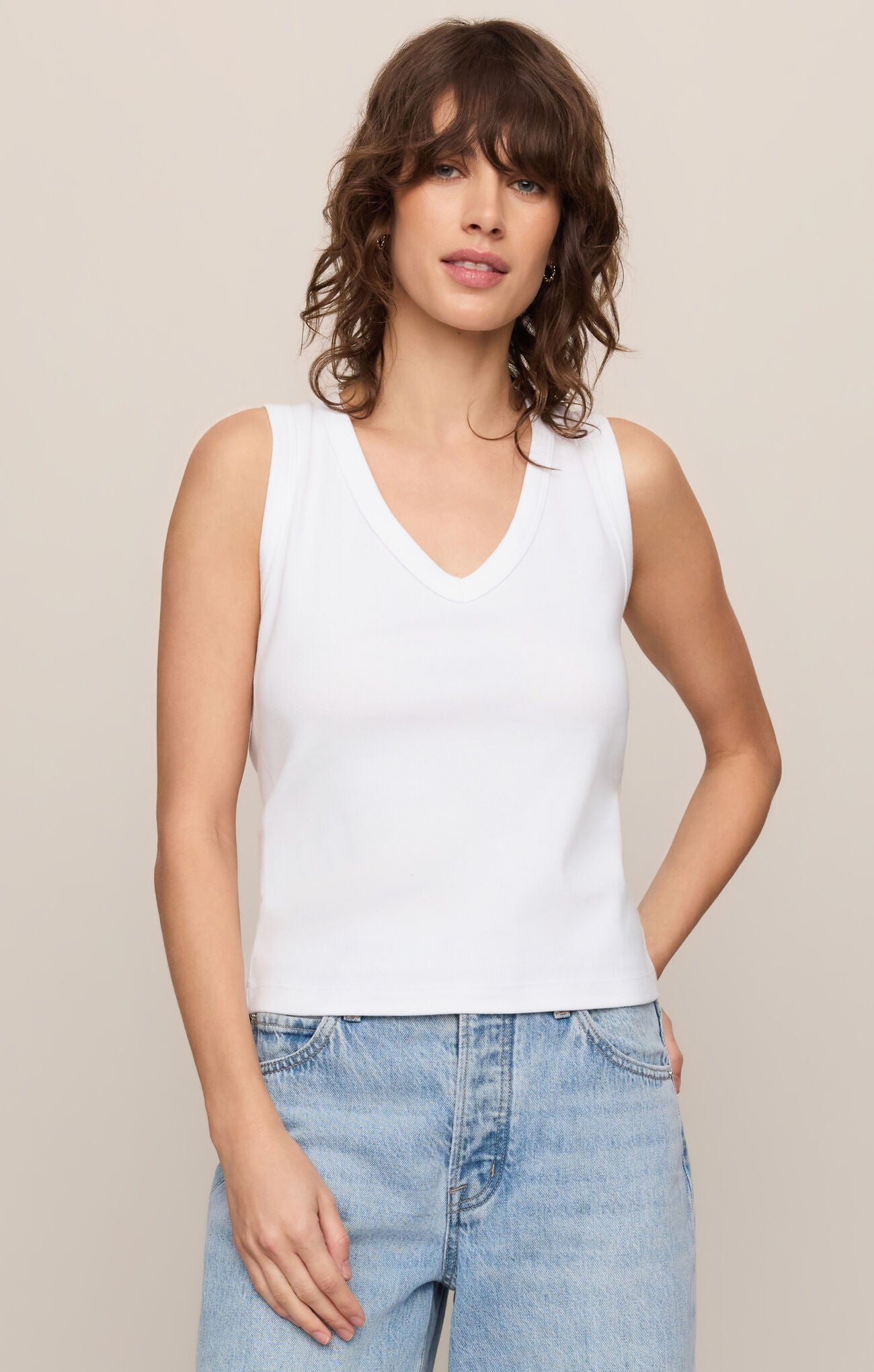 Ellie V Neck Tank White
