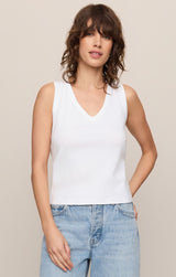 Ellie V Neck Tank White