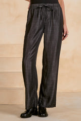 Washed Drawstring Pants Black Wash
