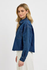 OVERSIZED CROPPED DENIM SHIRT Dark