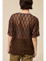 Rock 'n Roll 1978 Vintage Sheer Lace Tee Brown