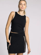 Carter Contrast Piping Cropped Tank Black Oak Rib