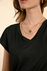 Vneck Shimmer Tee Black