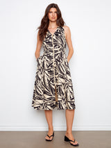 Printed Cotton Voile Front Zip Midi Dress Luna