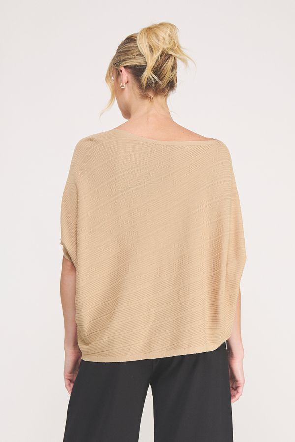 Asymmetric Knit Top Camel