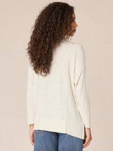 Asymmetric Hem Spliced Mix Media Pocket Top Heather Cream