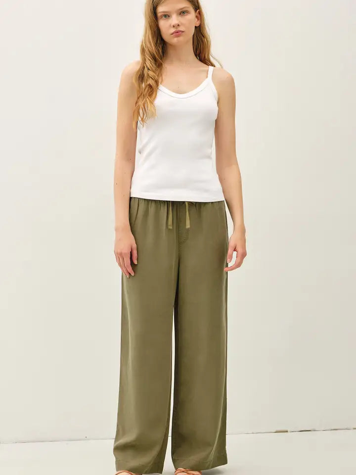 Tencel Wide Leg Pants Caper
