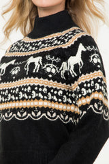 Fairisle Horse Sweater Black