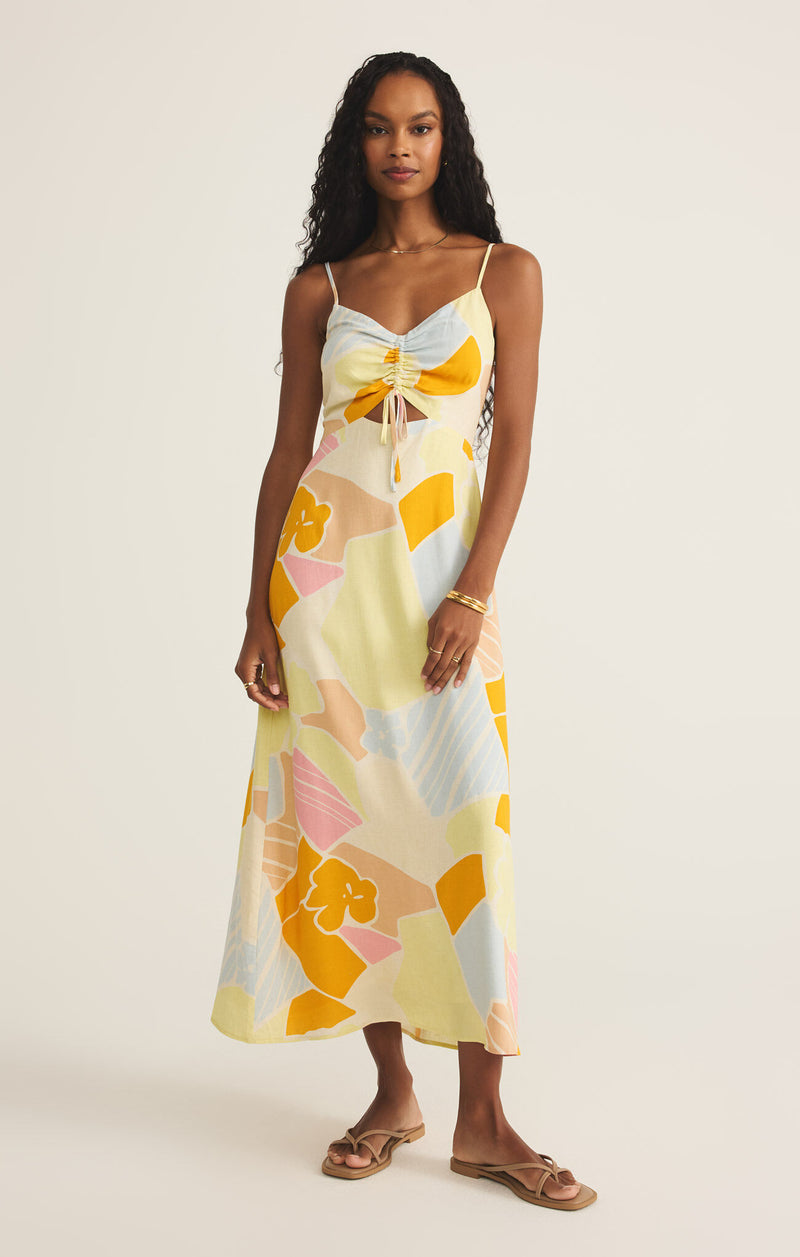 Aura Riviera Midi Dress Mellow Yellow