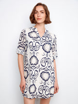 Printed 3/4 Sleeve Henley Dress Ornament