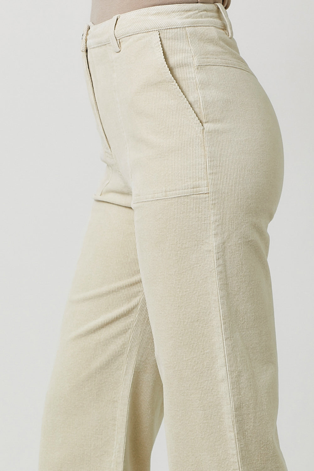 Washed Corduroy Wide Leg Trouser Almond