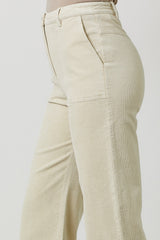 Washed Corduroy Wide Leg Trouser Almond
