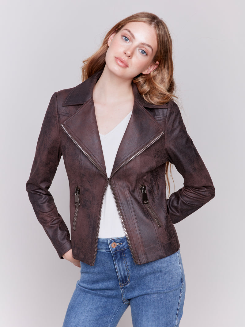 Vintage Faux Leather Perfecto Jacket Cabernet