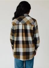 Button Up Plaid Shirt Olive + Black