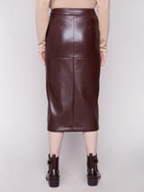 Faux Leather Midi Skirt Cabernet