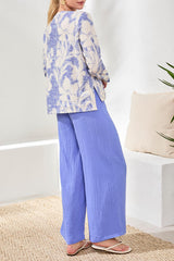 Detailed Side Slit Printed Top Baja Blue