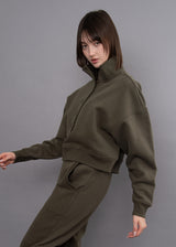 Malta Fleece 1/2 Button Up Mock Neck Pullover Army Green