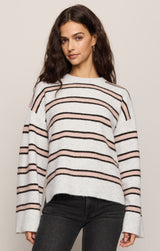 Landon Striped Sweater Feather Grey