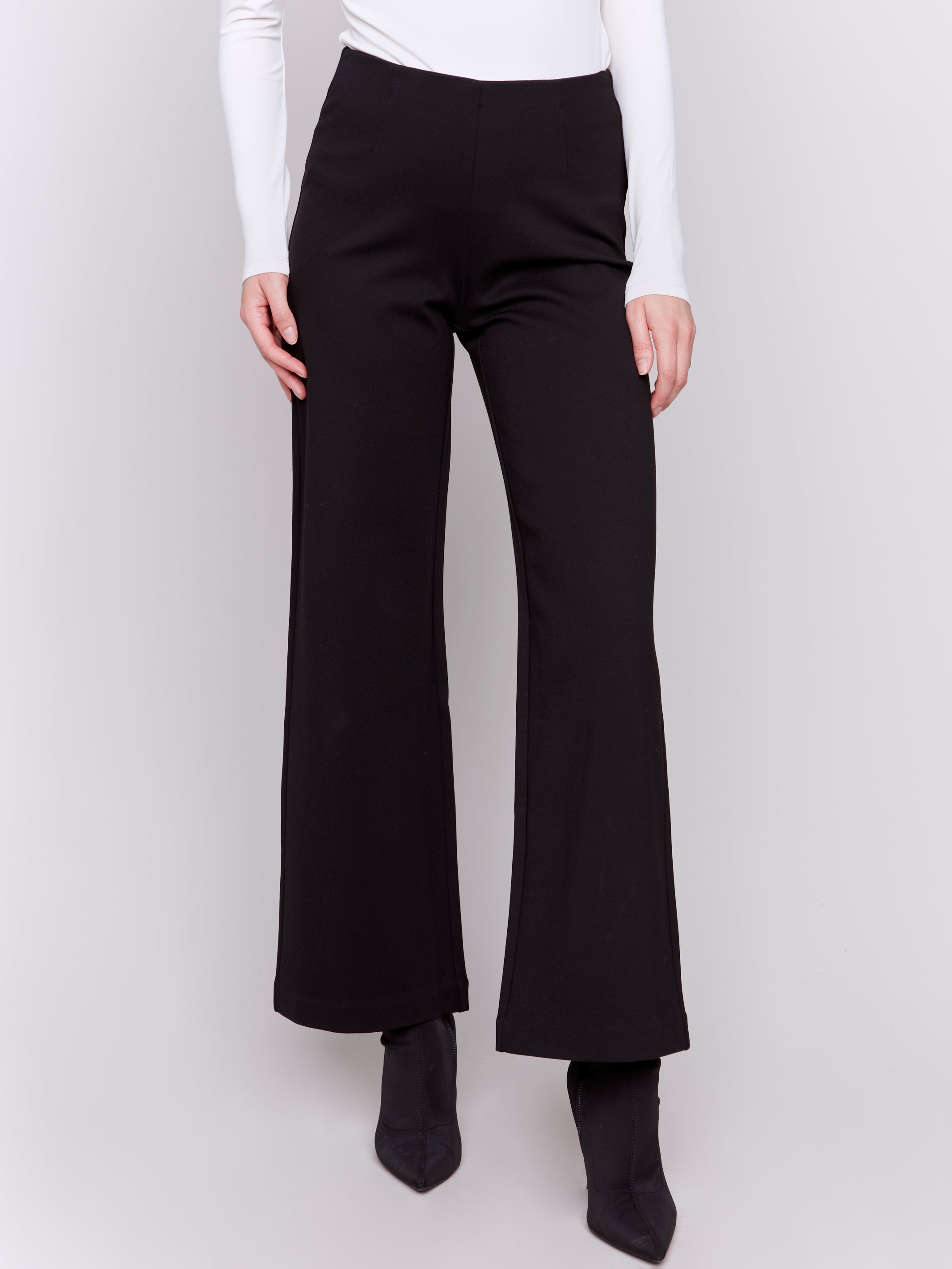 Pull On PDR Dressy Wide Leg Pants Black