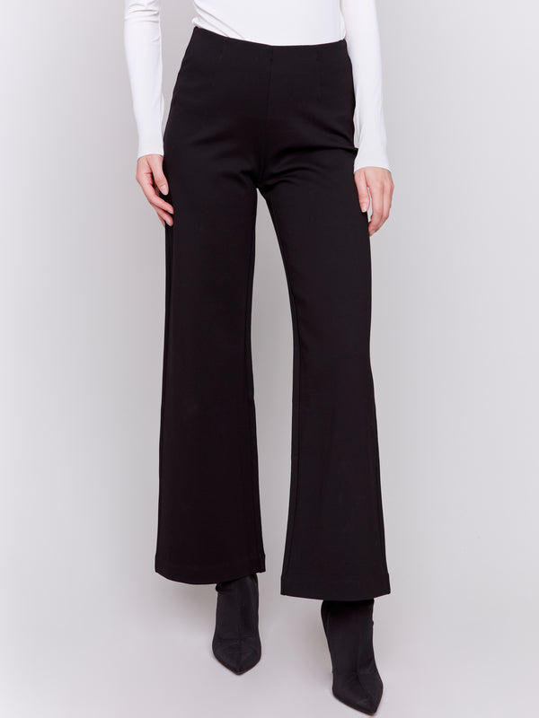 Pull On PDR Dressy Flare Leg Pants Black