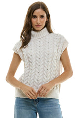 Pearl Crystal Turtleneck Sweater Tank Ivory
