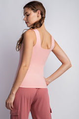 Butter Square Neckline Tank Flash Pink