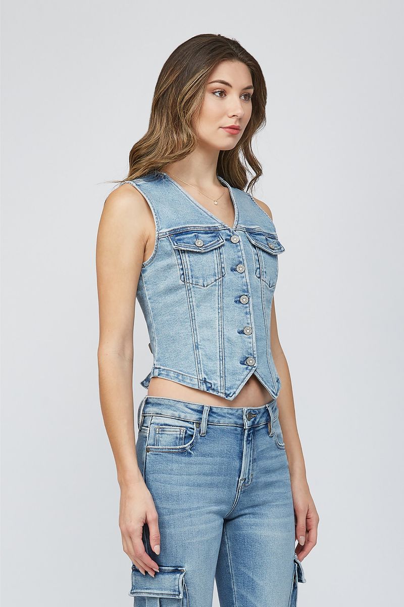 Fitted Denim Vest Light