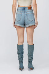 Finn Cuffed Stretch High Rise Shorts Medium