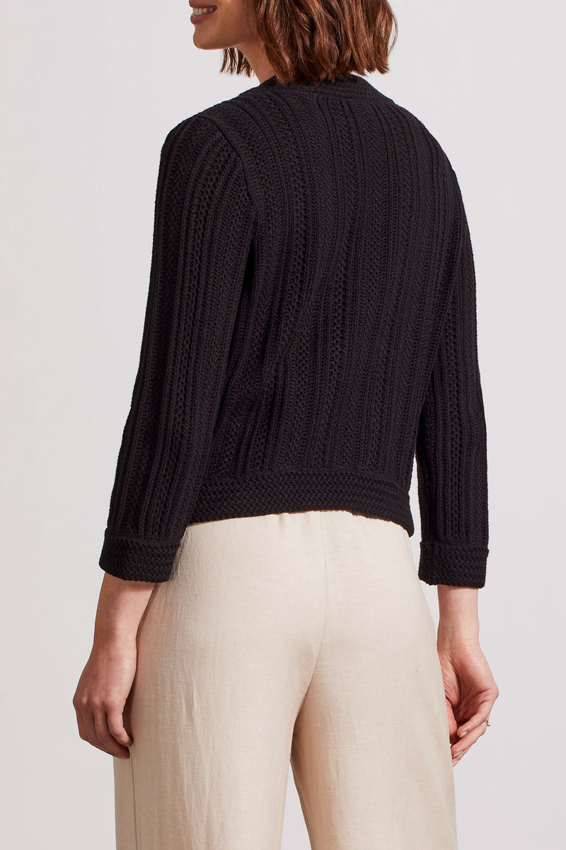 3/4 Sleeve Single Button Bolero Sweater Black